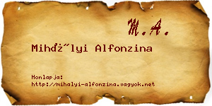 Mihályi Alfonzina névjegykártya